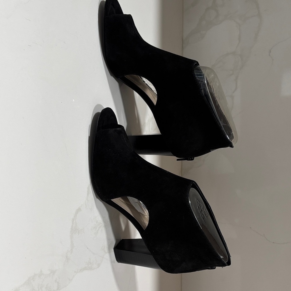 Alfani Black Suede Peep-Toe Block Heel Booties